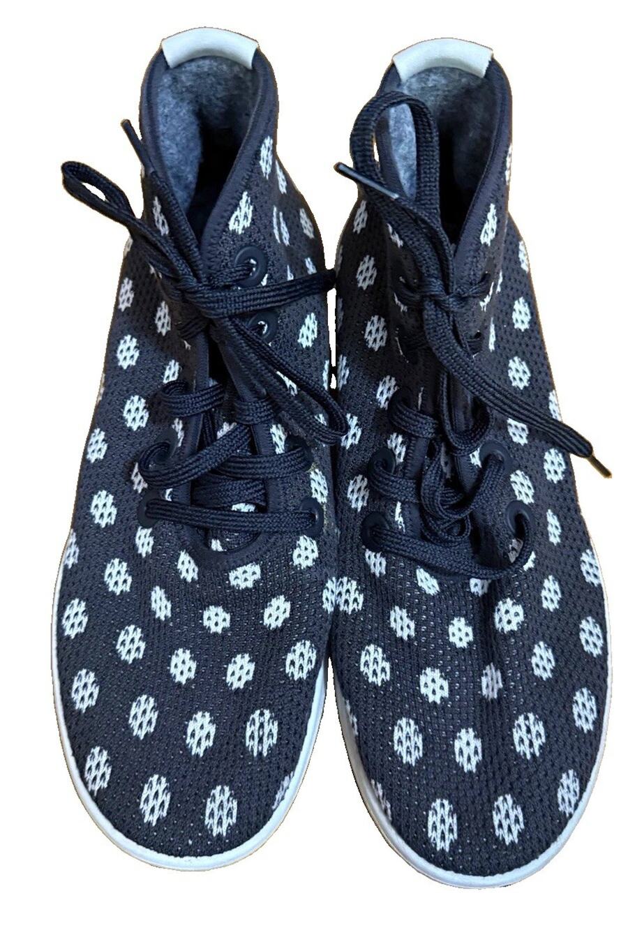 ALLBIRDS Tiare Women’s Knit Lace-Up Gray Sneakers Polka Dot Black/White Size 11